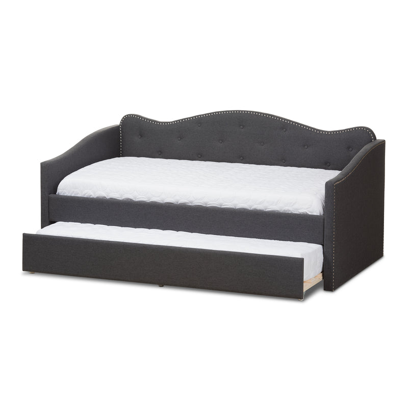 Kaija Daybed - Modern and Contemporary Dark Grey Fabric with Trundle