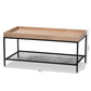 Overton Coffee Table Modern Industrial Design Oak Brown Finished Wood Black Metal Frame