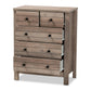 Derek 5-Drawer Chest Modern Rustic Oak Finished Wood Storage Solution for Bedroom or Living Room