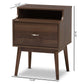 Disa Mid-Century Modern Nightstand Walnut Brown Finish with Storage Drawer and Stylish Design