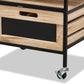 Olinda End Table Modern Industrial Design with Oak Brown Wood and Black Metal Featuring 2 Storage Drawers