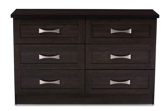 Colburn Dresser - Modern and Contemporary 6-Drawer Dark Brown Finish Wood Storage