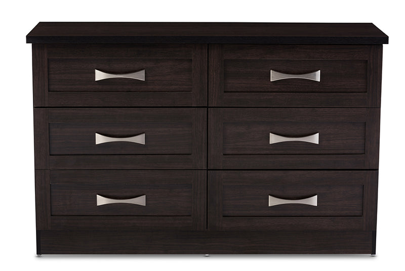 Colburn Dresser - Modern and Contemporary 6-Drawer Dark Brown Finish Wood Storage