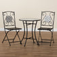 Callison Outdoor Dining Set - Modern 3-Piece Metal and Multi-Colored Glass in Black Finish for Stylish Patio Dining