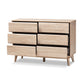 Miren Mid-Century Modern Dresser with 6 Drawers in Light Oak and Dark Grey for Stylish Bedroom Storage