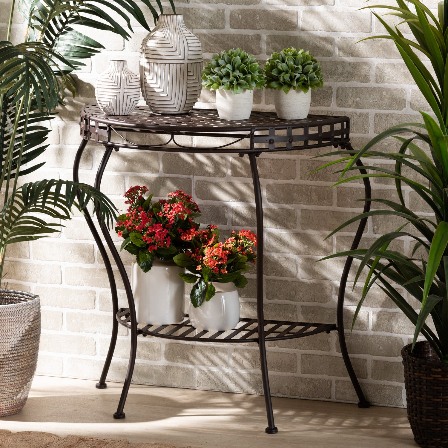 Laraine Modern Black Metal Outdoor Console Table for Patio, Garden, or Entryway Decor