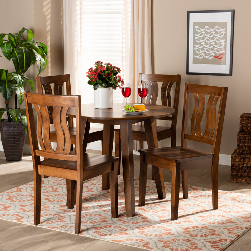 Anesa Dining Set Modern Contemporary Transitional Dark Brown Finished Wood 5-Piece