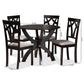 Rasa 5-Piece Dining Set Modern Grey Fabric Chairs with Dark Brown Finished Wood Table