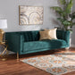 Maia Sofa Contemporary Glam Luxe Green Velvet Fabric Upholstered Gold Finished Metal