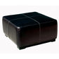 Black Faux Leather Square Ottoman - Stylish Versatile Seating for Living Room, Bedroom, or Office Decor