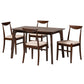 Delphina Dining Set Mid-Century Modern 5-Piece Cream Fabric and Dark Brown Wood Furniture for Stylish Dining Rooms