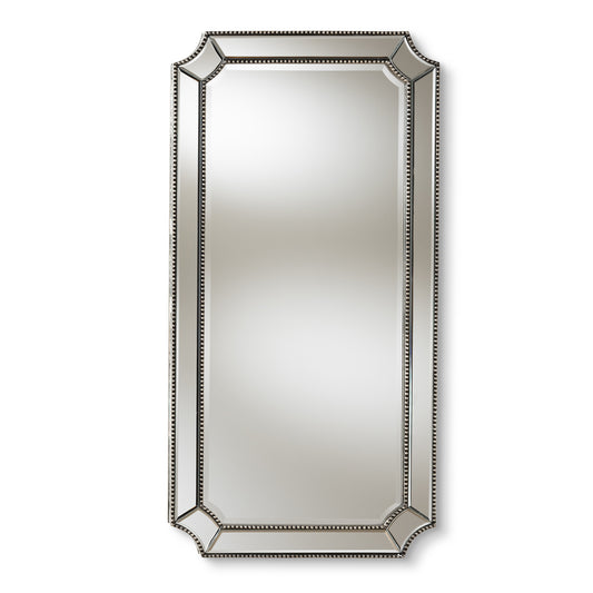 Romina Accent Wall Mirror Art Deco Style Antique Silver Finish for Elegant Home Decor