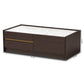 Walker Modern Coffee Table with Dark Brown and Gold Finished Wood and Faux Marble Top