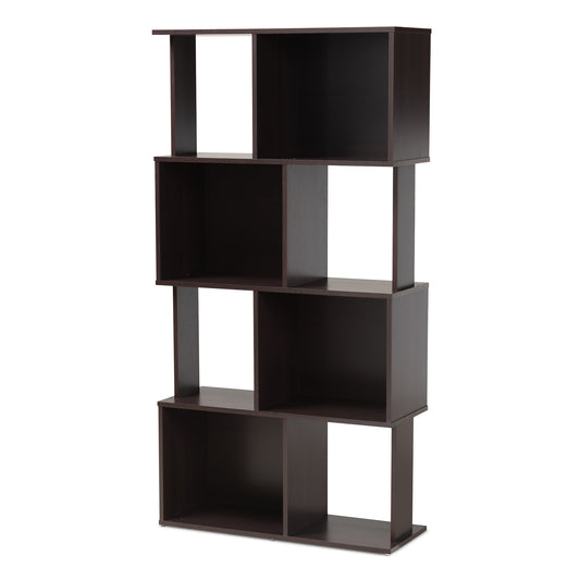 Riva Bookshelf Modern Dark Brown Geometric Wood Design for Stylish Home Storage and Display