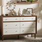 Harlow 6-Drawer Storage Dresser in Mid-Century Modern Style with White and Walnut Finish