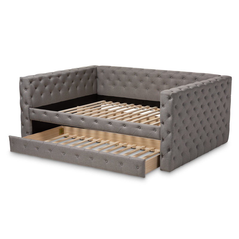 Anabella Daybed - Modern and Contemporary Grey Fabric Upholstered with Trundle