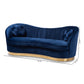 Nevena Glam Royal Blue Velvet Sofa - Luxurious Upholstered Couch with Gold Accents for Elegant Living Room Decor