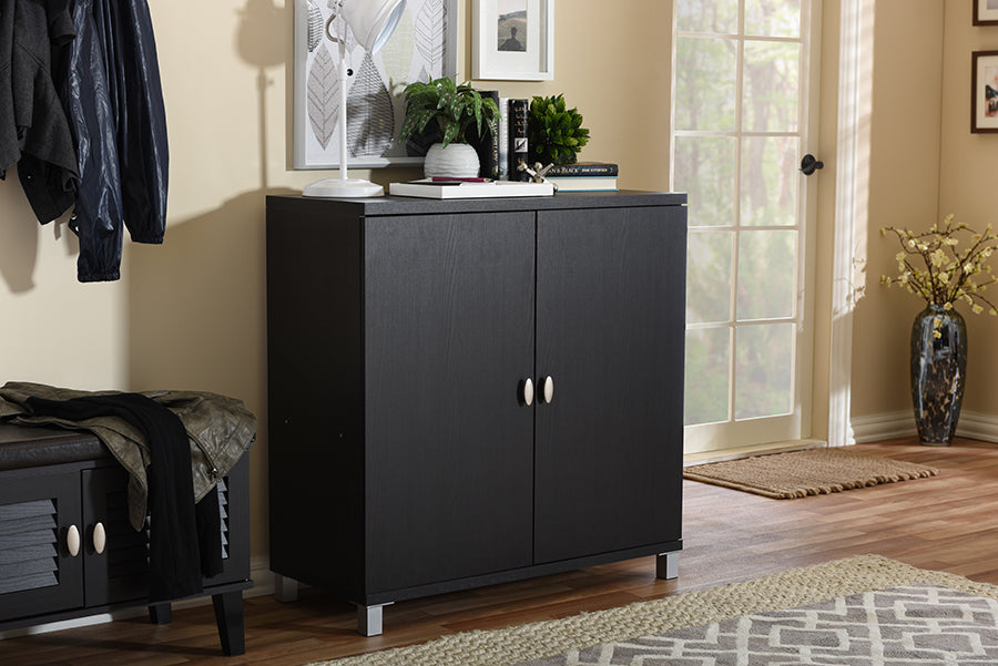 Marcy Sideboard Cabinet Modern and Contemporary Dark Brown Wood Entryway Handbags or School Bags Storage