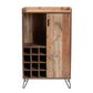 Mathis Wine Storage Cabinet Modern Rustic Brown Wood with Black Metal Accents