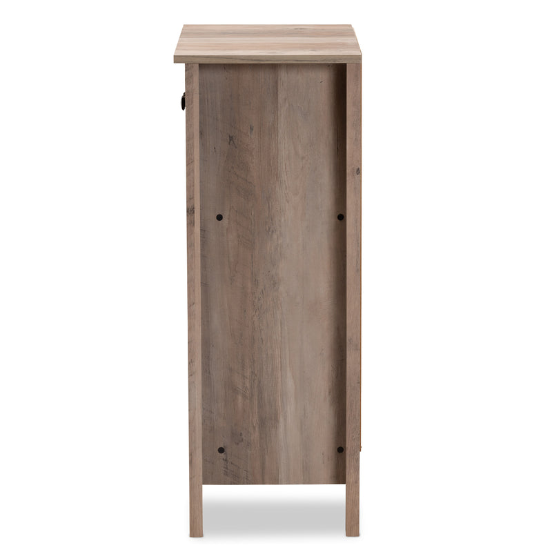 Derek Shoe Cabinet - Modern Rustic Oak Finished Wood with 2 Doors for Stylish Storage Solutions