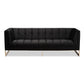 Ambra Glam Sofa Luxe Black Velvet Upholstered Button Tufted with Gold-Tone Frame