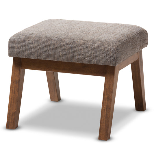 Aberdeen Ottoman Mid-Century Modern Design with Walnut Finish and Gravel Fabric Upholstery for Stylish Home Decor