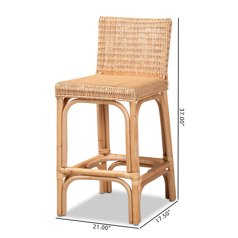 Athena Rattan Counter Stool - Modern Contemporary Design with Natural Finish for Stylish Home Decor