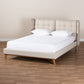 Gretchen Platform Bed - Modern and Contemporary Light Beige Fabric Upholstered with Walnut Brown Finished Wood