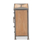 Laurel Accent Storage Cabinet Rustic Industrial Design with Antique Grey Metal and Whitewashed Oak Wood Featuring 3 Drawers for Organization