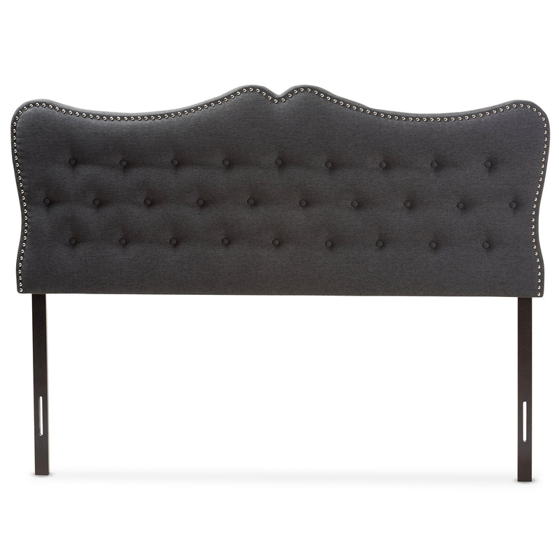 Emma Queen Size Headboard in Modern Dark Grey Fabric Design