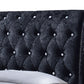 Castello Platform Bed - Black Velvet Upholstered with Faux Crystal Buttons