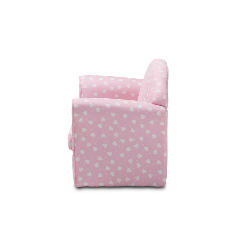 Erica Kids 2-Seater Sofa Modern Pink and White Heart Patterned Fabric Upholstery for Children's Rooms