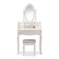 Veronique 2-Piece Vanity Set Traditional French Provincial White Wood Vanity Table with Mirror and Matching Ottoman for Elegant Bedroom Decor