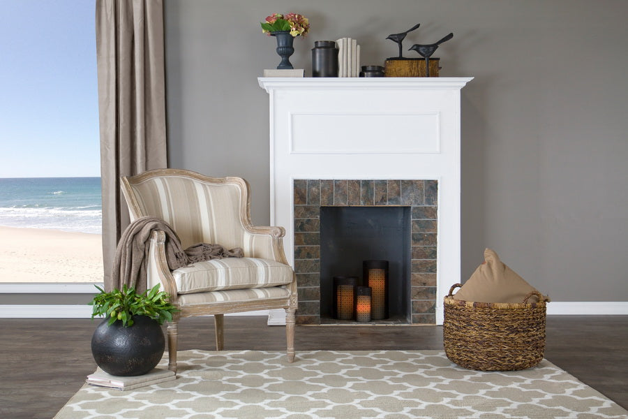 Charlemagne Accent Chair Traditional French Oak Brown Stripe