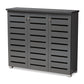 Adalwin Modern Dark Gray Wooden Shoe Storage Cabinet with 3 Doors for Entryway Organization and Stylish Home Décor