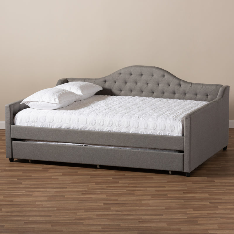 Eliza Daybed - Modern and Contemporary Grey Fabric Upholstered with Trundle