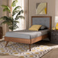 Alida Platform Bed - Mid-Century Modern Dark Grey Fabric Upholstered with Walnut Brown Finished Wood