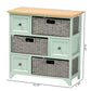 Valtina Storage Unit - Modern Two-Tone Oak Brown and Mint Green 3-Drawer Organizer with Baskets for Stylish Home Storage Solutions