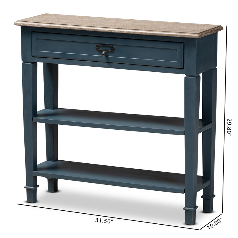 Dauphine Accent Console Table French Provincial Blue Spruce Finished Wood