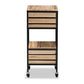 Olinda End Table Modern Industrial Design with Oak Brown Wood and Black Metal Featuring 2 Storage Drawers