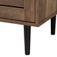 Baylah Sideboard Mid-Century Modern Natural Brown Wood with Black Metal Accents, 2-Door Storage Cabinet for Living or Dining Room