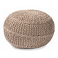 Palmas Pouf Ottoman Modern and Contemporary Bohemian Beige Handwoven Pet Yarn