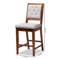 Gideon Counter Stool Set Modern and Contemporary Grey Fabric Upholstered Walnut Brown Finished Wood 2-Piece