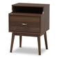 Disa Mid-Century Modern Nightstand Walnut Brown Finish with Storage Drawer and Stylish Design