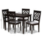 Renaud Dining Set Modern Contemporary Grey Fabric Upholstered Espresso Brown Finished 5-Piece Wood