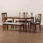 Reneau 6-Piece Dining Set in Modern Style with Grey Fabric Upholstery and Walnut Brown Wood Finish