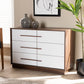 Mette Mid-Century Modern Dresser Two-Tone White and Walnut Finished 6-Drawer Wood Storage for Bedroom or Living Room