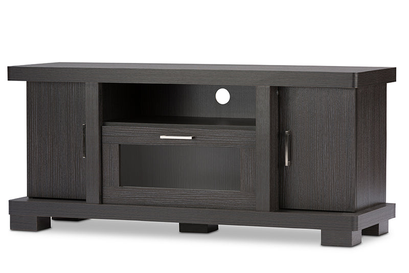 Viveka TV Cabinet 47-Inch Greyish Dark Brown Wood with 2 Doors