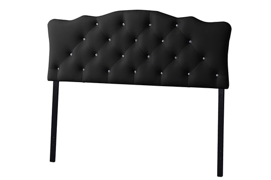 Rita Headboard - Modern and Contemporary Black Faux Leather Upholstered Button-tufted Scalloped Design