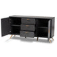 Kelson Sideboard Buffet - Modern Dark Grey and Gold Finished Wood 2-Door Storage Cabinet